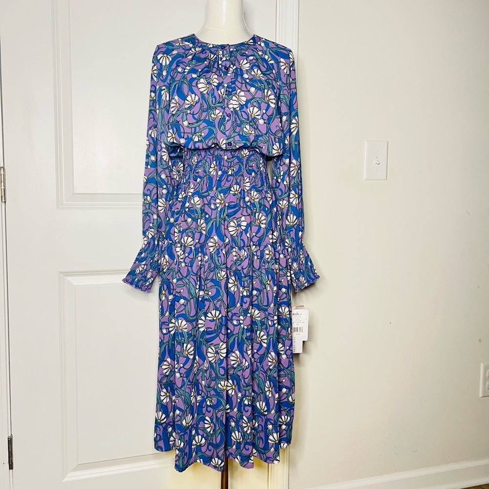 Nicole Miller Lora Long Sleeve Sz S Printed Women’s Church Career Business Dress